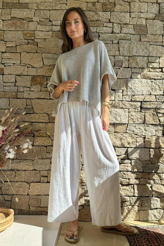 Conrad Box Cotton Knit Pearl